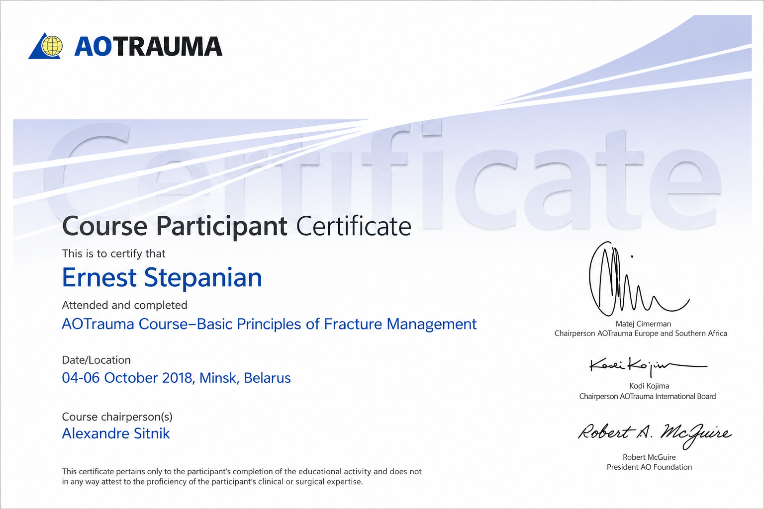 AO Trauma, Basic Principles of Fracture Management, 2018